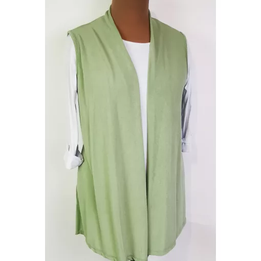 Két részes,  fehér színű felső, ujjatlan nyitott selymes anyagú mellénnyel XL/2XL