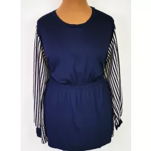 Kerek nyakú, hosszú ujjú, zsebes, sötétkék alapszínű, deréknál gumis, pamutos anyagú felső  2XL-4XL