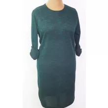 Kerek nyakú, hosszú ujjú, sötétzöld-fekete színű, cirmos mintás, pamutos anyagú ruha, ajándék sállal XL/2XL