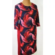 Bordó-fekete színű mintás ruha 46-52