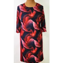 Bordó-fekete színű mintás ruha 46-52