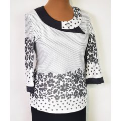   Szürke színű, virág mintával díszített, kellemes, pamut anyagú felső XL-4XL