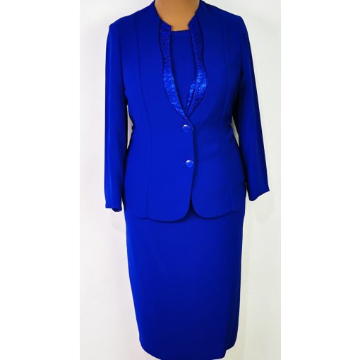 Királykék színű, három részes alkalmi kosztüm 42-52