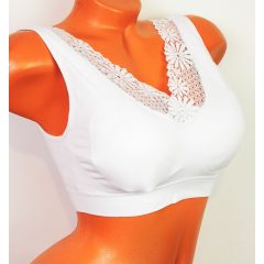   Fehér színű, csipkés pántos, merevítő nélküli kényelmes melltartó/top S/M-XL/2XL