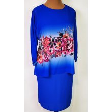 Színes virág mintával díszített, muszlin rátétes alkalmi ruha  42-52