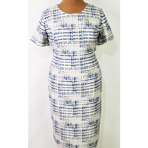 Gyönyörű, fehér alapszínen, kék-arany színű mintával díszített, két részes alkalmi kosztüm 44-52