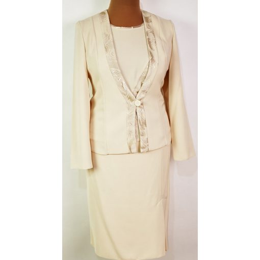 Bézs alapszínű, három részes alkalmi kosztüm 42-52