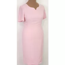 "V" nyakú, rövid ujjú, hátul cipzáras, felsliccelt, selyembéléses ruha  44-54