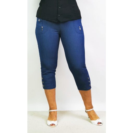 Gumis derekú, sötétkék színű, zsebes, sztreccses, vászon anyagú térdnadrág  40/42-50/52