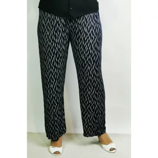 Sötétkék alapszínen, fehér mintás, pamutos, nyári anyagú nadrág 2XL/4XL