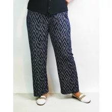 Sötétkék alapszínen, fehér mintás, pamutos, nyári anyagú nadrág 2XL/4XL