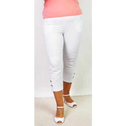 Fehér színű, zsebes, sztreccses,  anyagú térdnadrág  40/42-54/56