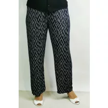 Krém alapszínen,  piros-kék színű, apró virág mintás, selymes, nyári anyagú, deréknál megköthető nadrág XL/2XL