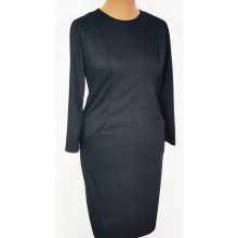 Kerek nyakú, fekete színű, hosszú ujjú, zsebes, pamutos anyagú ruha 42-52