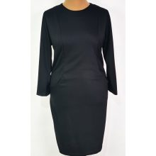 Kerek nyakú, fekete színű, hosszú ujjú, zsebes, pamutos anyagú ruha 42-52