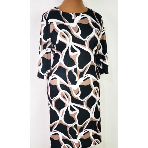Fehér-barna-fekete színű mintával díszített ruha 42-52