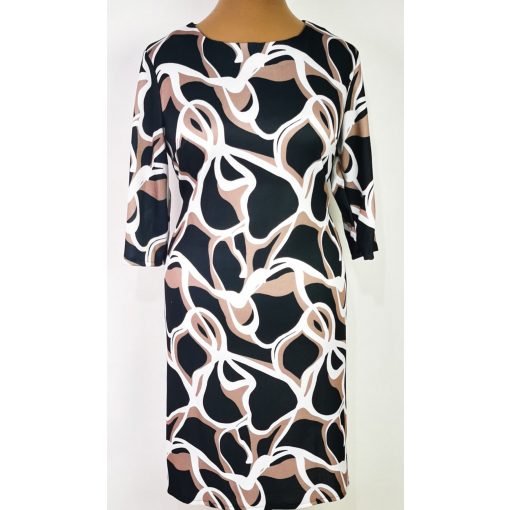 Fehér-barna-fekete színű mintával díszített ruha 42-52