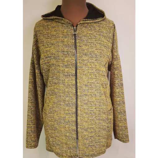 Cipzáras,  zsebes, cirmos mintás, pamutos anyagú kabátka 2XL-4XL