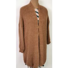 Puha anyagú, gépi kötött, anyagában mintás, hosszított, nyitott kardigán XL/2XL