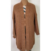 Puha anyagú, gépi kötött, anyagában mintás, hosszított, nyitott kardigán XL/2XL