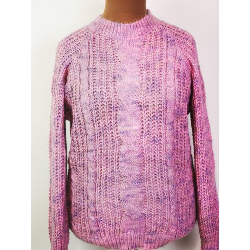 Gépi kötött, hosszú ujjú, kerek nyakú, anyagában mintás, puha anyagú pulóver XL/2XL