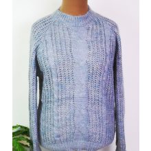 Gépi kötött, hosszú ujjú, kerek nyakú, anyagában mintás, puha anyagú pulóver XL/2XL