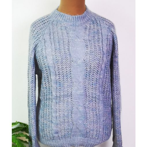 Gépi kötött, hosszú ujjú, kerek nyakú, anyagában mintás, puha anyagú pulóver XL/2XL