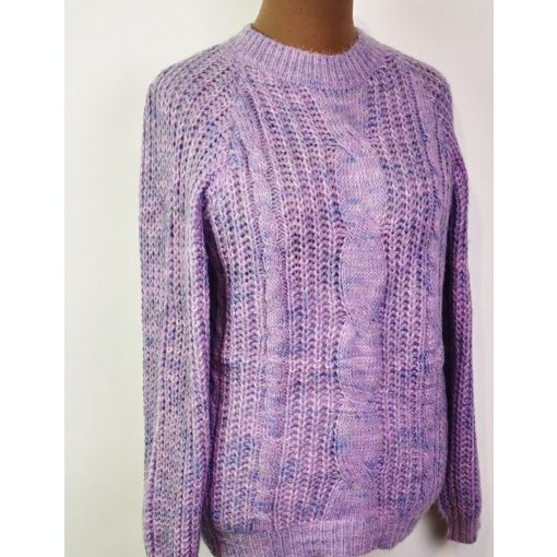 Gépi kötött, hosszú ujjú, kerek nyakú, anyagában mintás, puha anyagú pulóver XL/2XL