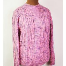 Gépi kötött, hosszú ujjú, kerek nyakú, anyagában mintás, puha anyagú pulóver XL/2XL