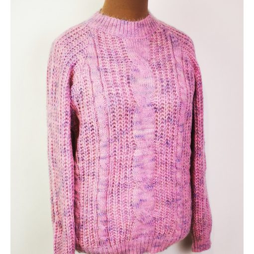 Gépi kötött, hosszú ujjú, kerek nyakú, anyagában mintás, puha anyagú pulóver XL/2XL
