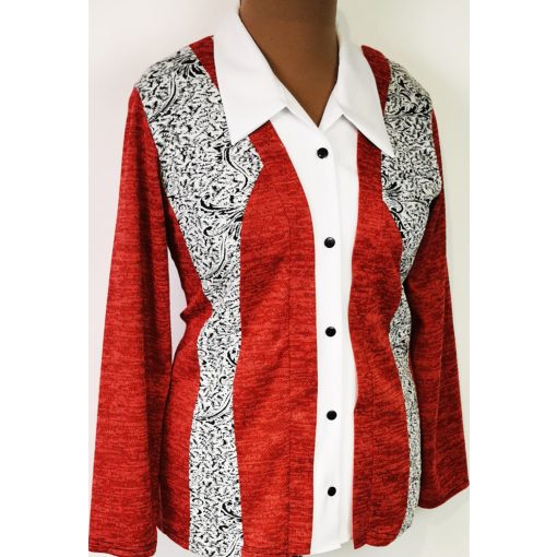 Fehér betétes, karcsúsított felső M-3XL