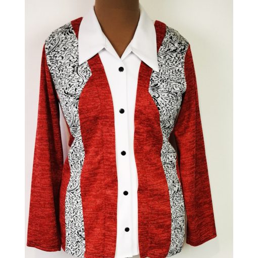 Fehér betétes, karcsúsított felső M-3XL