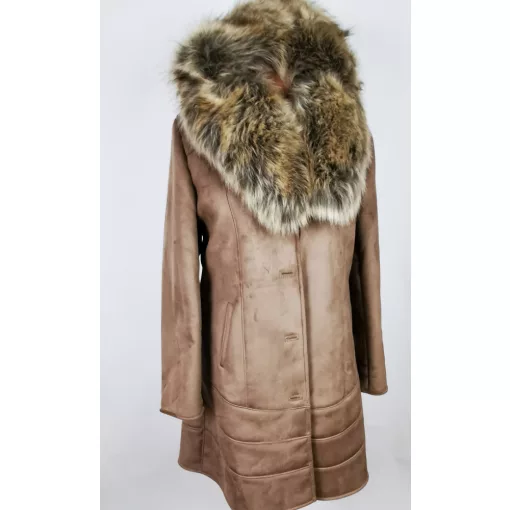 Irha hatású, kapucnis, hosszú kabát S-5XL