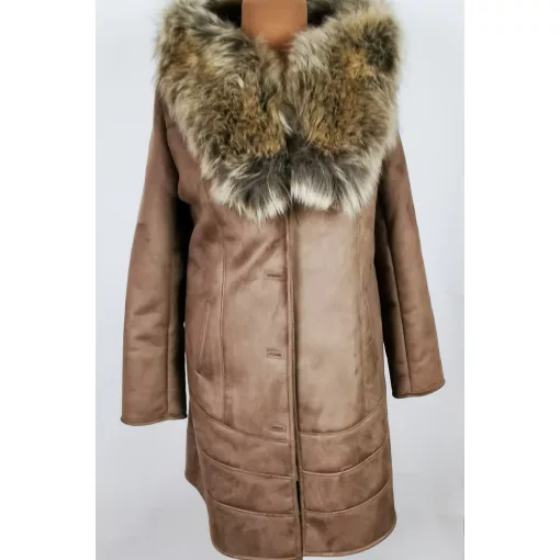 Irha hatású, kapucnis, hosszú kabát S-5XL