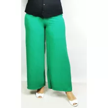 Zöld alapszínű, gumis derekú, selymes, nyári anyagú nadrág XL/2XL