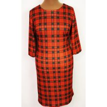 Piros alapon, zöld színű  mintával díszített ruha 42-52