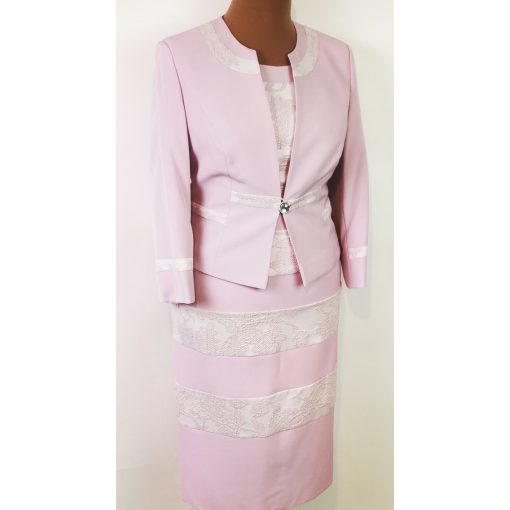 Nagyon szép, rózsaszín-fehér színű, két részes alkalmi kosztüm 44-54