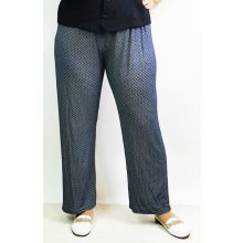 Fekete alapszínen, apró fehér mintás, pamutos, nyári anyagú nadrág 2XL/4XL