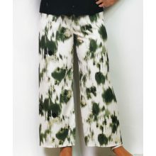 Bő szárú, gumis derekú, krém-zöld színű, pamutos anyagú nadrág XL/2XL