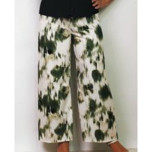 Bő szárú, gumis derekú, krém-zöld színű, pamutos anyagú nadrág XL/2XL