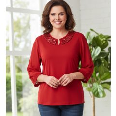 Nyaknál díszített alkalmi felső 46-52