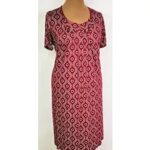 Bordó  alapon, fekete-fehér színű mintával díszített, könnyű, nyári, pamutos anyagú ruha 2XL/3XL