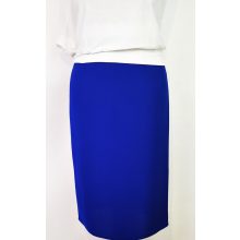 Királykék színű, selyembéléses, egyenes formájú, hátul gombos, cipzáras alkalmi szoknya 42-56