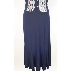   Sötétkék, térdtől lefele bővülő alkalmi szoknya L-4XL