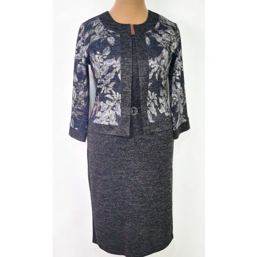 Elől virág mintás, díszcsatos ruha 42-56