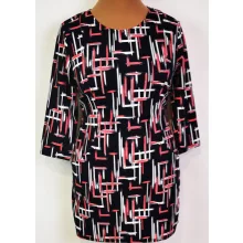 Sötétkék alapon fehér mályva színű mintás, kellemes, rugalmas,selymes anyagú tunika L-3XL