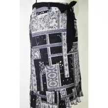 Világosszürke-fekete színű, mintás szoknya, ajándék övvel L-4XL