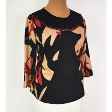 Barna-bordó-fekete színű mintás, selymes anyagú felső  42-48