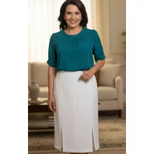 Fehér színű, selyembéléses, harang formájú, hátul gombos, cipzáras alkalmi szoknya 42-54