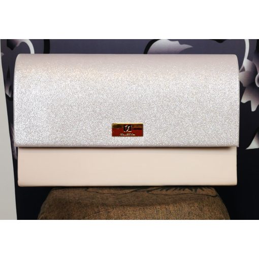 Patentos záródású, egy rekeszes, enyhén csillogó, színes mintás, vállra akasztható  alkalmi  kézi táska 